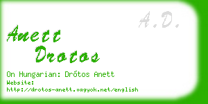 anett drotos business card